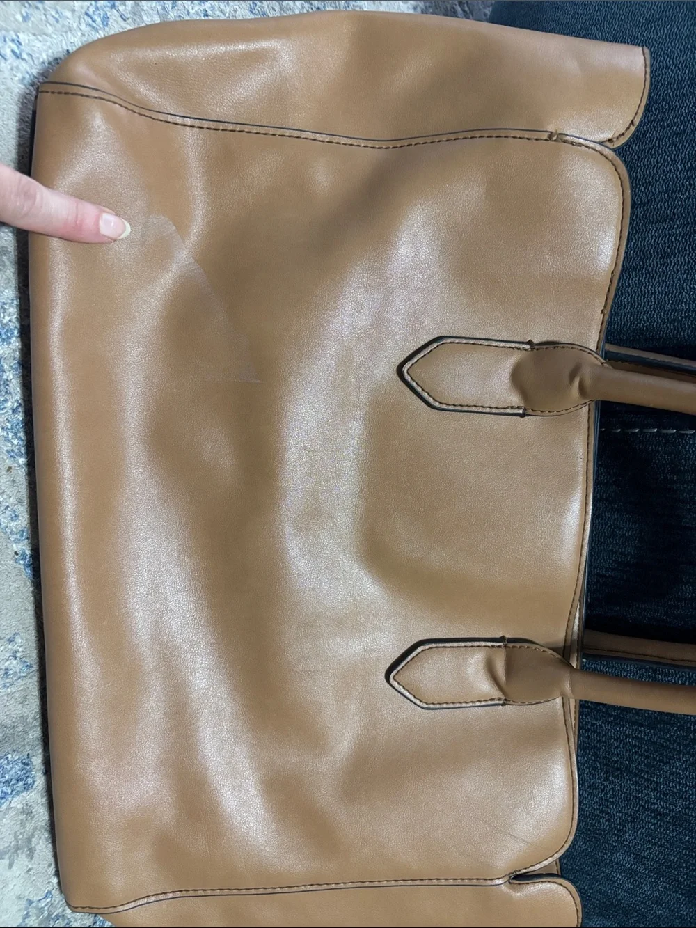 Nine West Caramel Tan Tote Bag with Top Handles